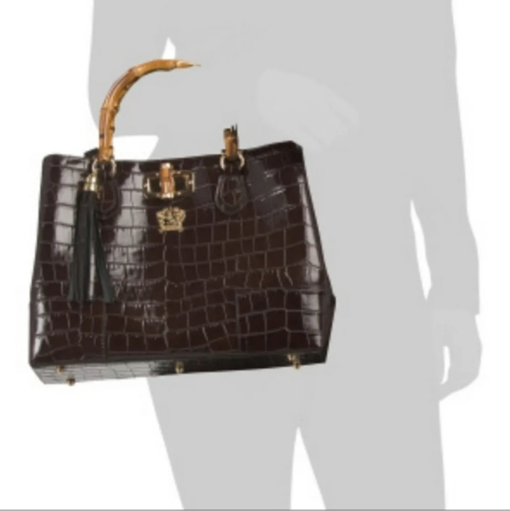 New Pratesi Firenze Crossbody Satchel Handbag Brown/Cognac Leather, Made in